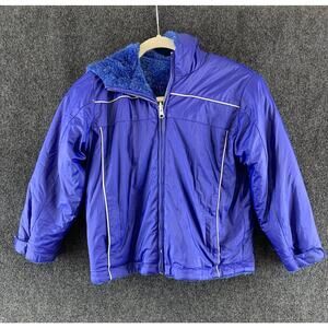 VTG? Girl Cooper Key Reversible Coat Jacket Faux Fur Blue Size 7/8